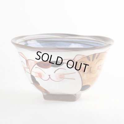 仲良しネコ（青） 茶碗