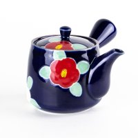 釉彩椿（ルリ） U急須