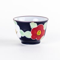 釉彩椿（ルリ）　煎茶