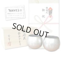 銀婚式 プレゼント 有田焼 ロックグラス ペアー 銀彩しずく ロックカップ のし・メッセージカード付き 木箱入り