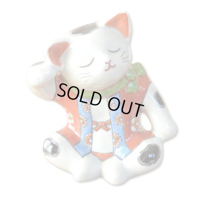 画像1: 日本のお土産 おみやげ 海外へのおみやげ 伝統工芸品 有田焼 招き猫 あぐら猫 置物 飾り オブジェ 陶器 日本製