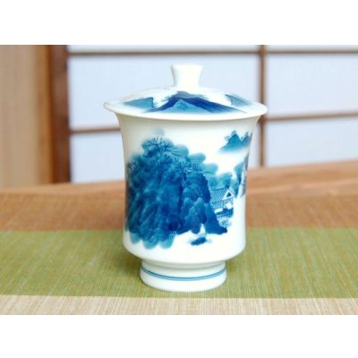画像2: 【名入れ・名前入り】鍋島山水（大） 蓋付湯呑（木箱入）