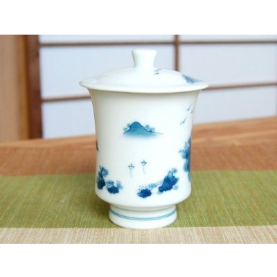 画像4: 【名入れ・名前入り】鍋島山水（大） 蓋付湯呑（木箱入）