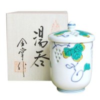 水晶彫ぶどう（小） 蓋付湯呑（木箱入）