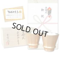 金婚式 プレゼント 有田焼 焼酎グラス ペアー 金閣 のし・メッセージカード付き 木箱入り