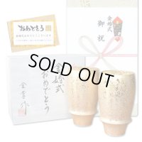 金婚式 プレゼント 有田焼 ビールグラス ペアー 黄金 ジパング のし・メッセージカード付き 木箱入り