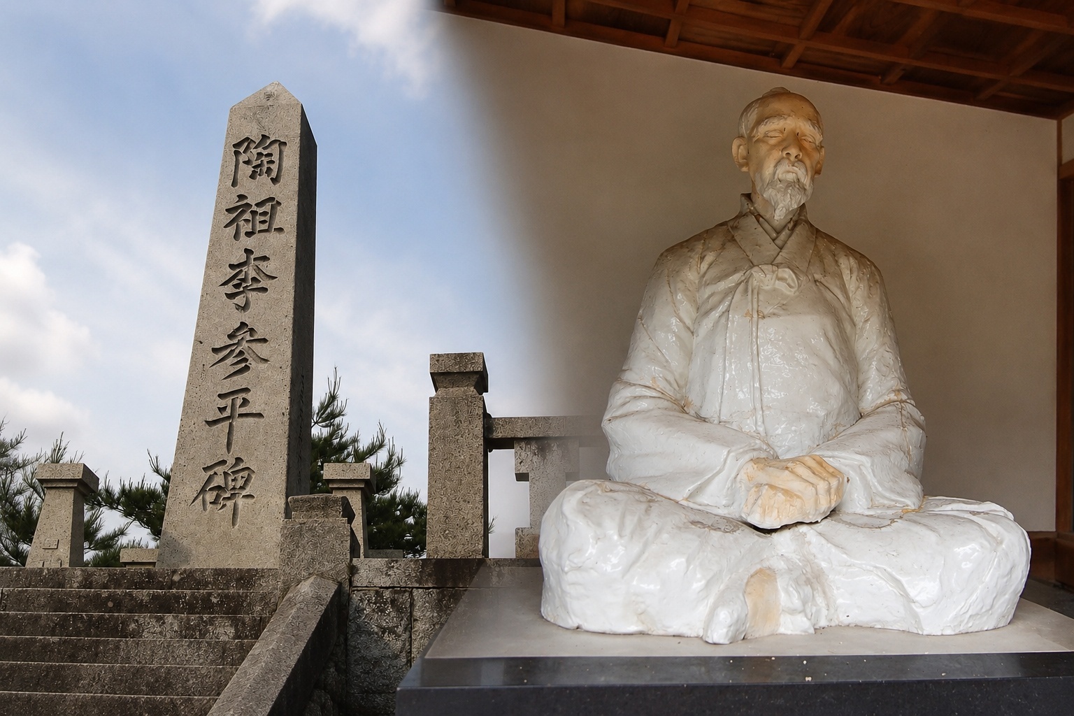 有田焼の陶祖 李参平の像と記念碑