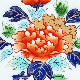 古伊万里様式の赤絵部分のアップ