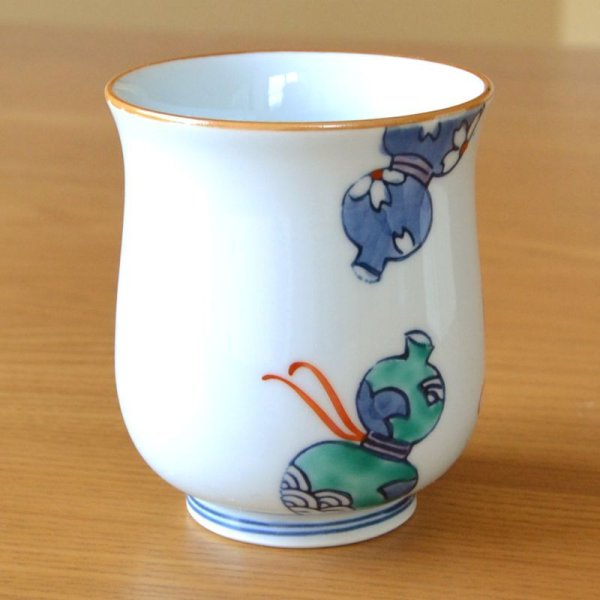 画像4: 百寿のお祝い 無病息災を願った縁起物ギフト 有田焼 湯呑み 鍋島六瓢 青 百寿熨斗・メッセージカード付き 木箱入り (4)