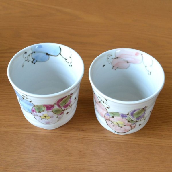 画像5: 百寿のお祝い 無病息災を願った縁起物ギフト 有田焼 湯呑み ペア 夫婦湯呑 花六瓢 百寿熨斗・メッセージカード付き 木箱入り (5)