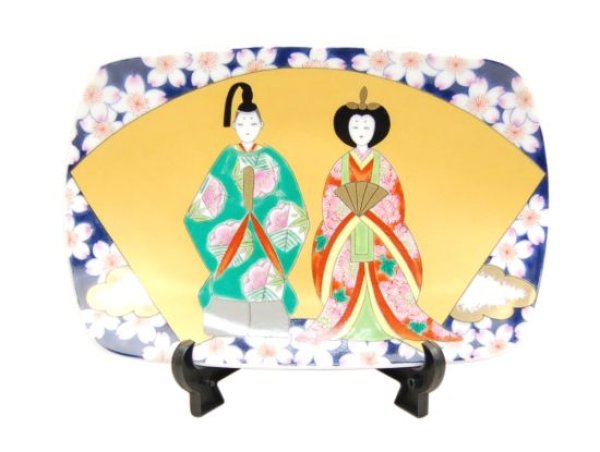 扇面ひな 角飾り皿（大）