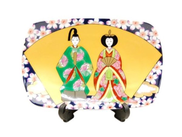 扇面ひな 角飾り皿(小)