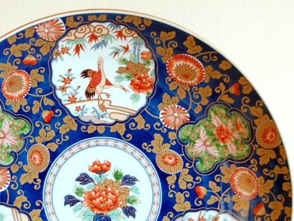 画像2: 極彩木甲鶴 尺5寸皿(45cm) (2)