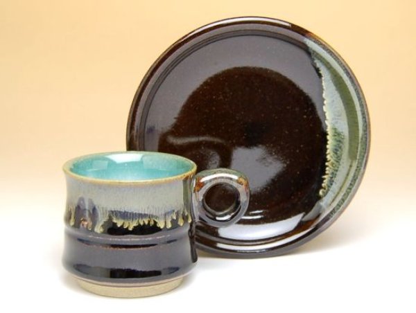 画像2: 窯変流し コーヒー碗皿 (2)