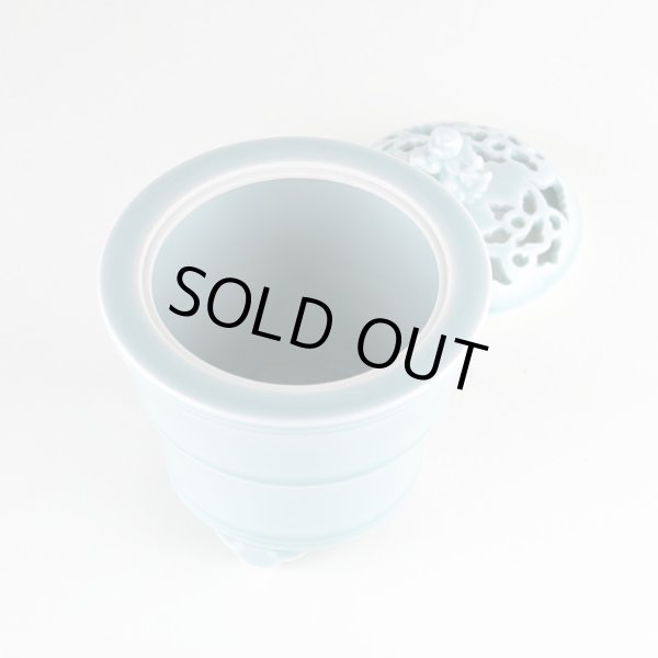 画像4: 青磁竹筒 香炉(木箱入) (4)