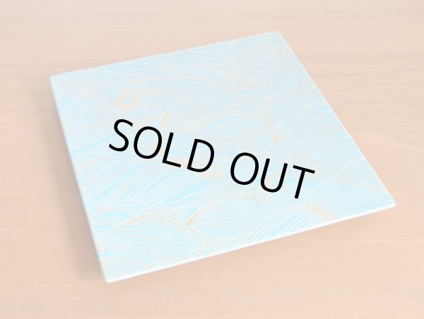 画像2: 錦荒磯(青彩) 正角盛皿 (2)