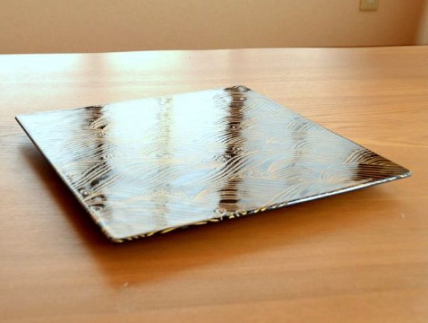 画像3: 錦荒磯(黒彩) 正角盛皿 (3)