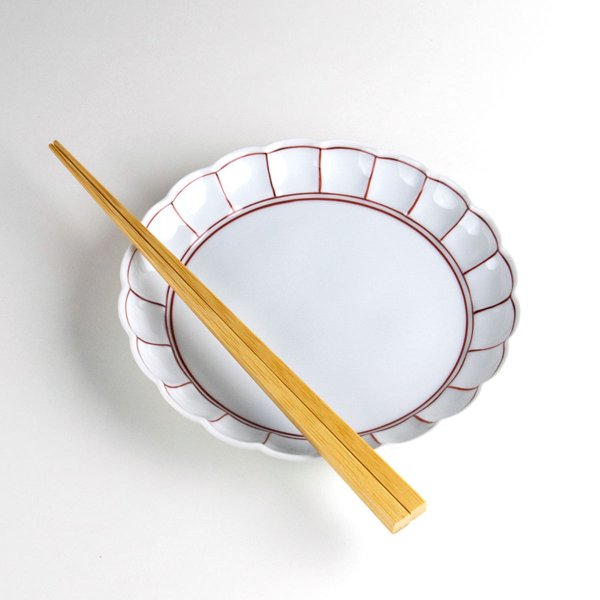 画像5: 赤絵ふちどり線 菊割５寸皿 (5)