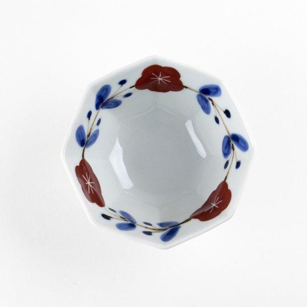 画像4: 赤花つなぎ 八角小鉢 (4)