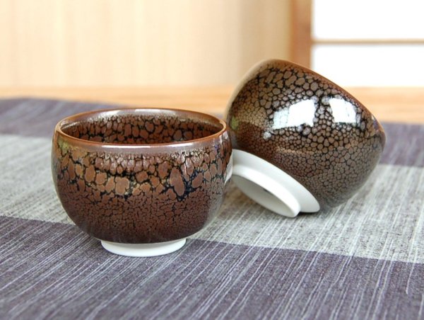 画像4: 油滴天目 半酒器セット（馬場真右エ門窯 / 木箱入） (4)