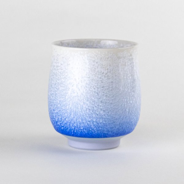 画像2: 藍染水滴(小) 湯呑(馬場真右エ門窯/木箱付) (2)