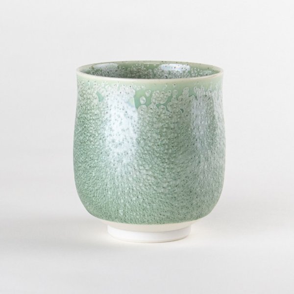 画像2: うぐいす釉 (大)湯呑(馬場真右エ門窯/木箱付) (2)