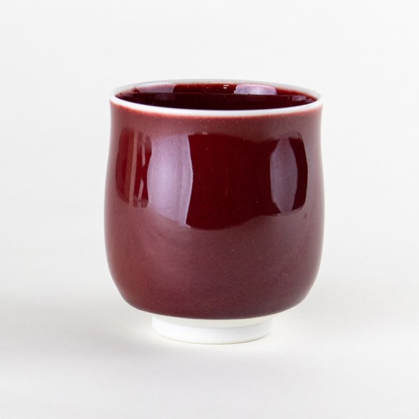 画像2: 【名入れ・名前入り】内外辰砂(大)湯呑(馬場真右エ門窯/木箱付) (2)