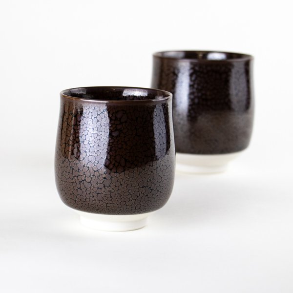 画像3: 油滴天目(ペア) 夫婦湯呑(馬場真右エ門窯/木箱付) (3)