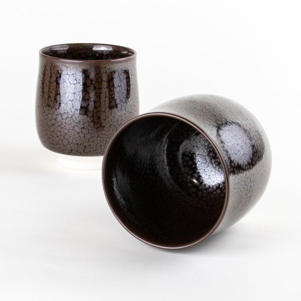 画像5: 油滴天目(ペア) 夫婦湯呑(馬場真右エ門窯/木箱付) (5)
