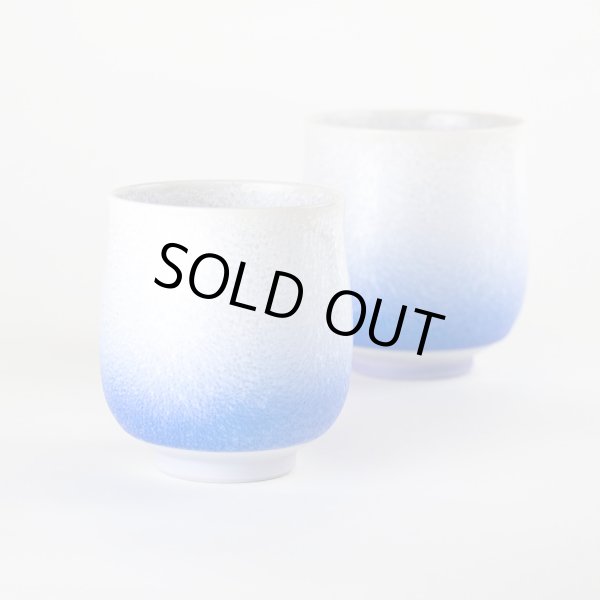 画像3: 藍染水滴（ペア） 夫婦湯呑（馬場真右エ門窯/木箱付） (3)