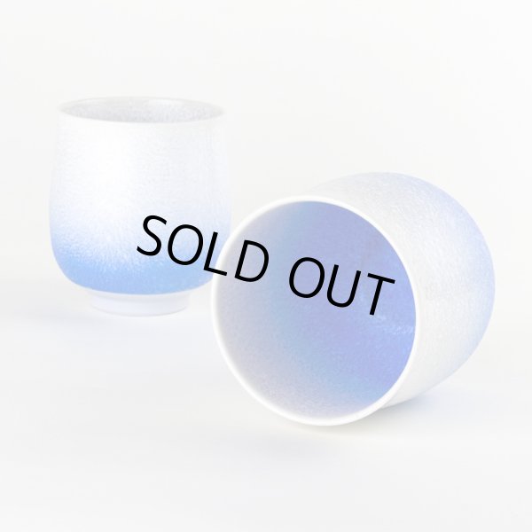 画像5: 藍染水滴（ペア） 夫婦湯呑（馬場真右エ門窯/木箱付） (5)