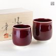 画像1: 内外辰砂（ペア） 夫婦湯呑（馬場真右エ門窯/木箱付） (1)