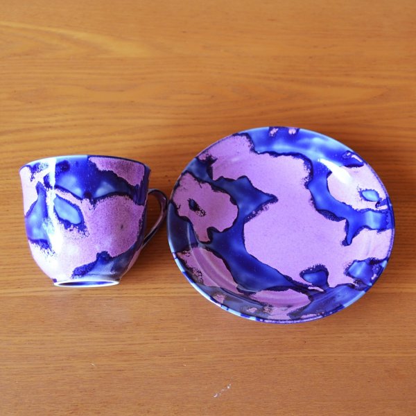 画像5: 朧櫻 コーヒー碗皿 真右エ門窯 二代真右衛門 馬場九洲夫 作 (5)