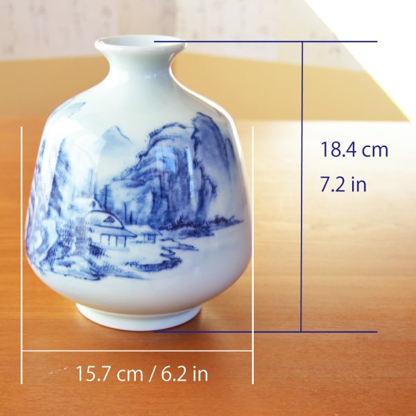 画像6: 染付山水 花瓶 真右エ門窯 初代 真右衛門 作 (6)