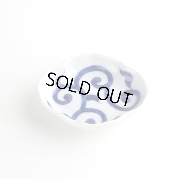 染付唐草 木甲小皿