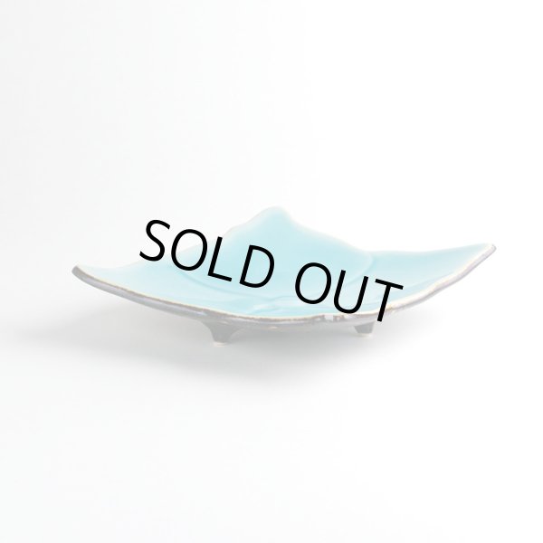 画像2: マリンブルー 花型皿 (2)