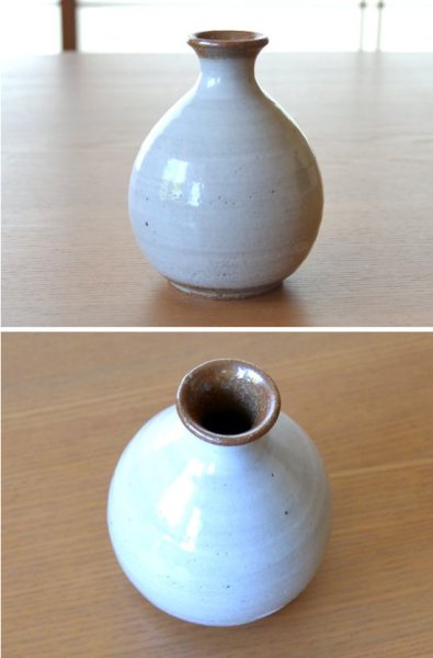 画像2: 唐津粉引 日本酒 半酒器セット (2)