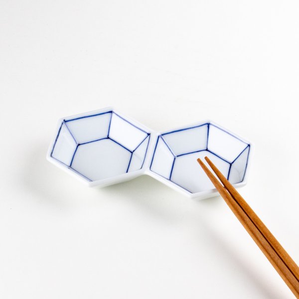 画像4: 線（青） 亀甲二品盛 (4)