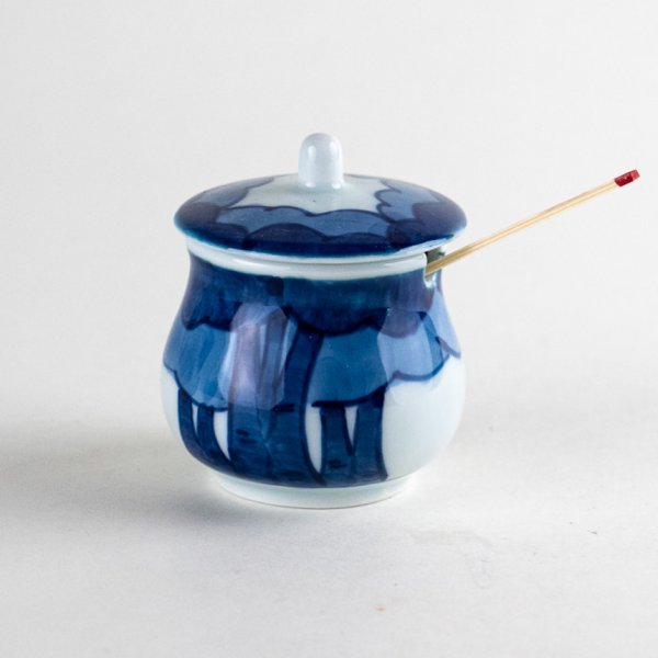 画像2: 染付木立 薬味入(竹サジ付) (2)