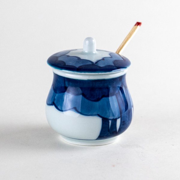 画像3: 染付木立 薬味入(竹サジ付) (3)