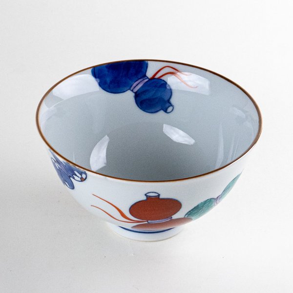 画像2: 鍋島六瓢(赤) 茶碗 (2)