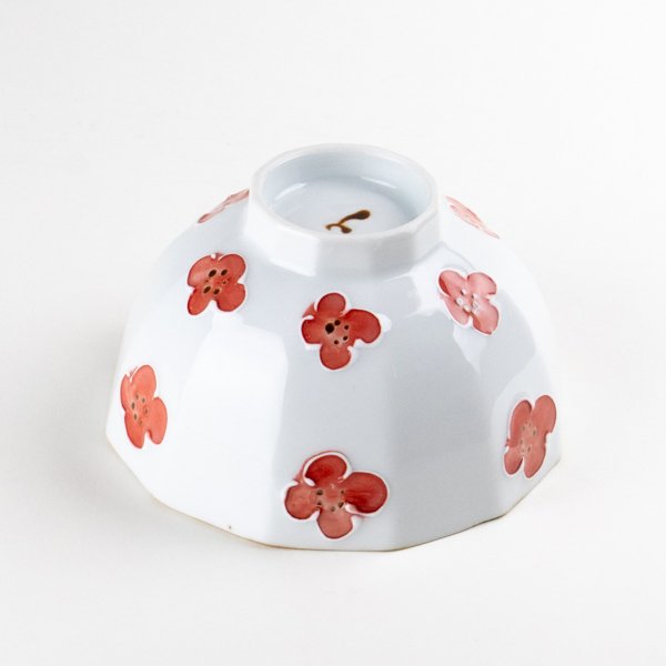 画像6: 一珍小花（赤） 茶碗 (6)