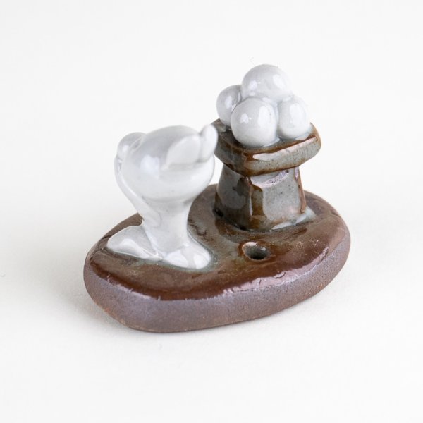 画像2: ミニ月見うさぎ 置物 (2)