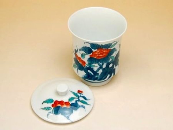 画像3: 【名入れ・名前入り】色鍋島岩牡丹(小)蓋付湯呑 (3)