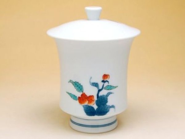 画像3: 【名入れ・名前入り】色鍋島岩牡丹 (特大)蓋付湯呑(木箱入) (3)