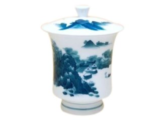伊万里　鍋島焼窯元　畑萬陶苑　箱なし　染付山水図　花瓶 伊万里焼の名窯「畑萬陶苑」の商品