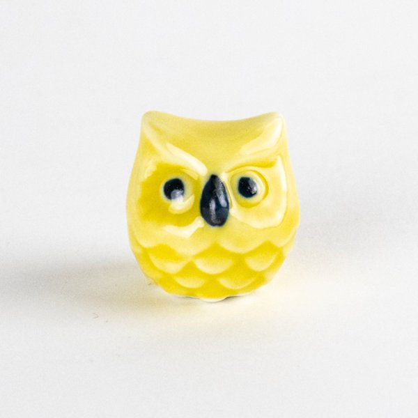 ミニふくろう（黄）　置物