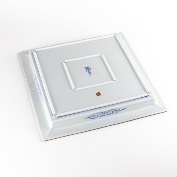 画像4: 古染丸繋ぎ紋　正角盛皿 (4)