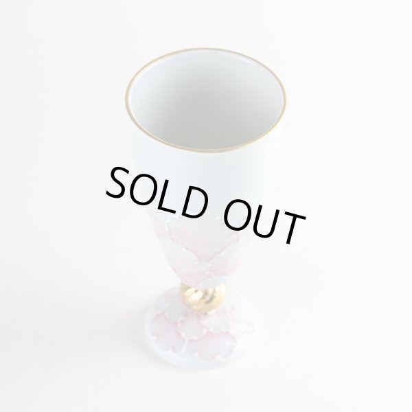 画像2: 金濃ピンク牡丹 ワイングラス (2)