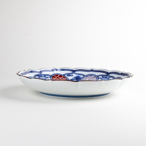 画像2: 色絵丸紋山水 6寸皿 (2)